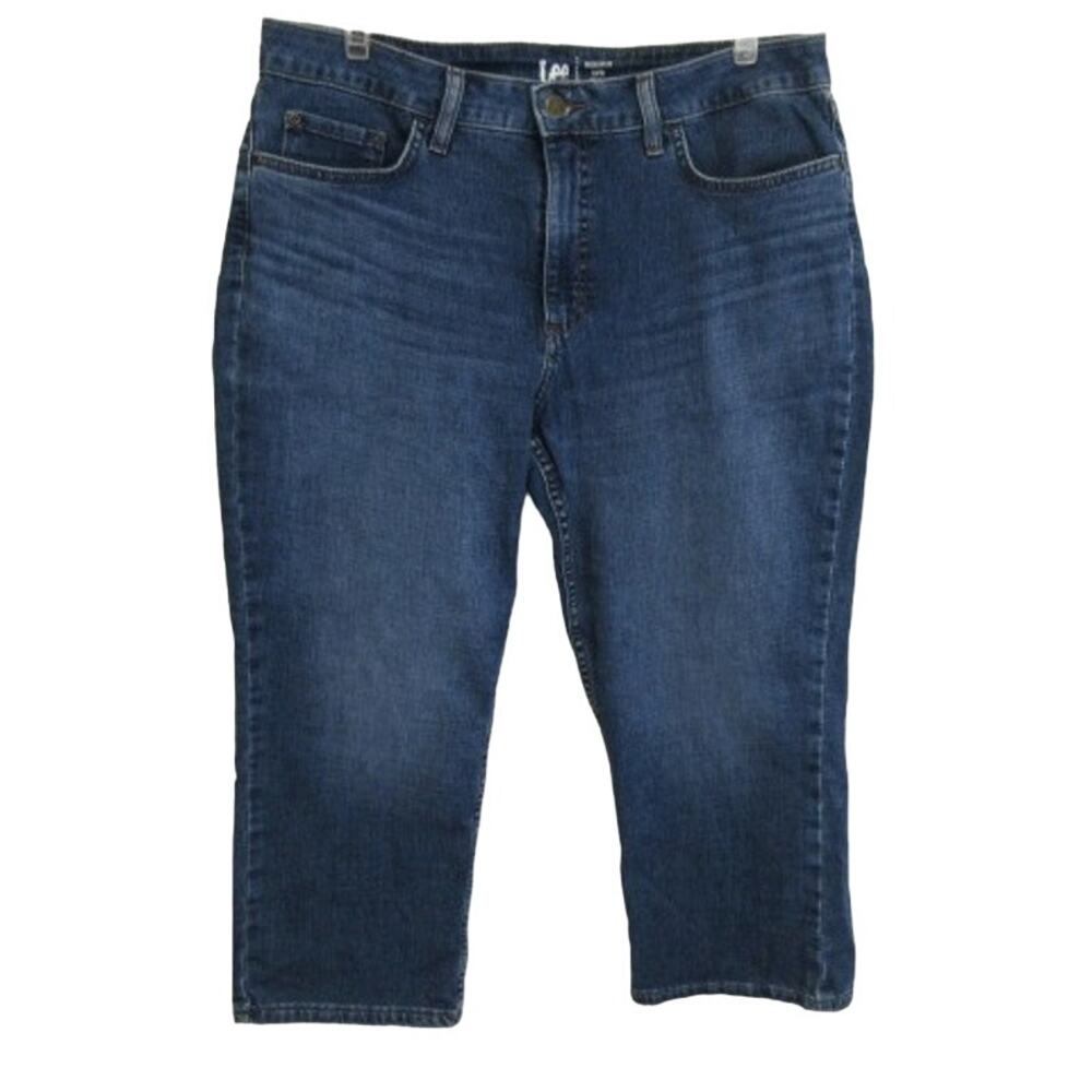 Lee Denim Cropped Capri Stretch Pants Blue Jeans Womens Size 16 M Regular Fit